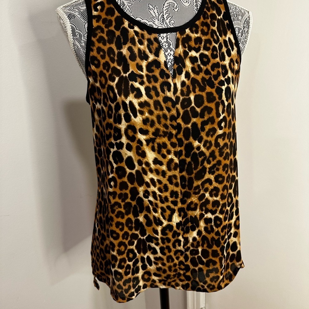 EUC Express Keyhole Cheetah Print Small Sleeveless Women’s Tank Top. Zipper Back